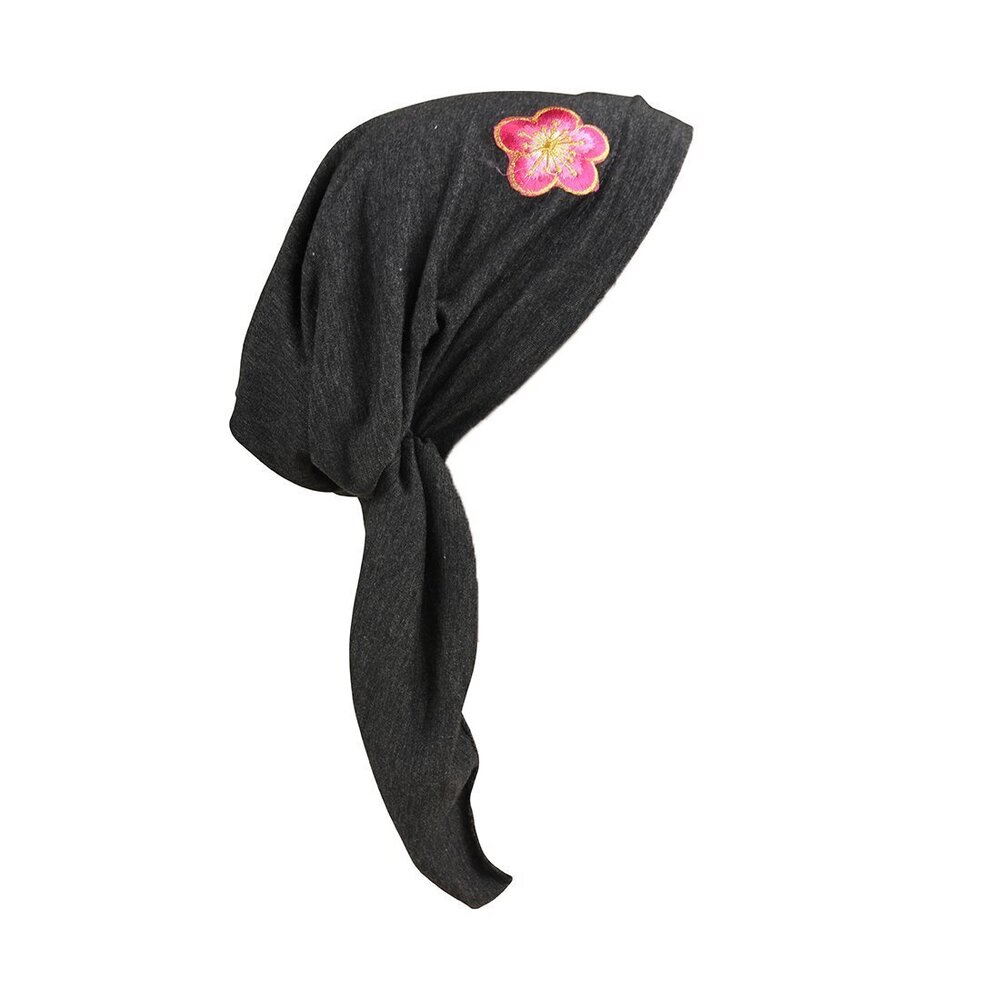 4829 Dark Heather Pre Tied Chemo Head Scarf Cancer Cap Pink & Gold Flower